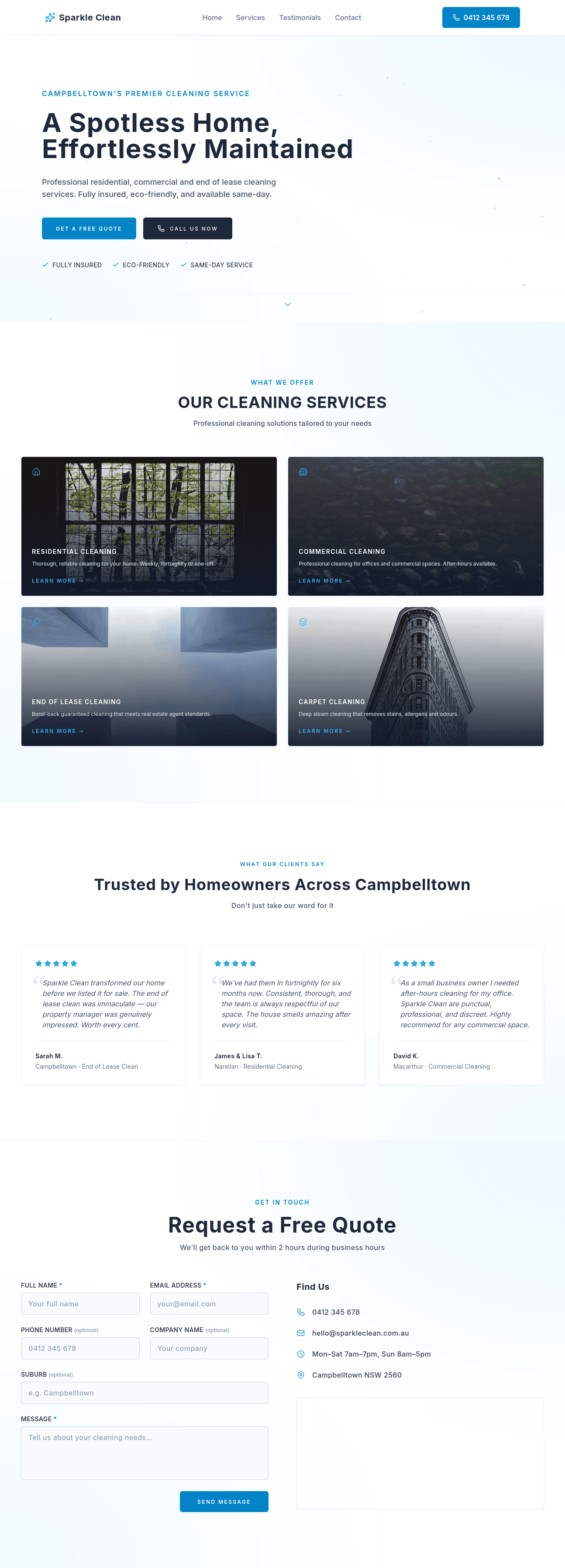 Sparkle Clean Light-V website screenshot